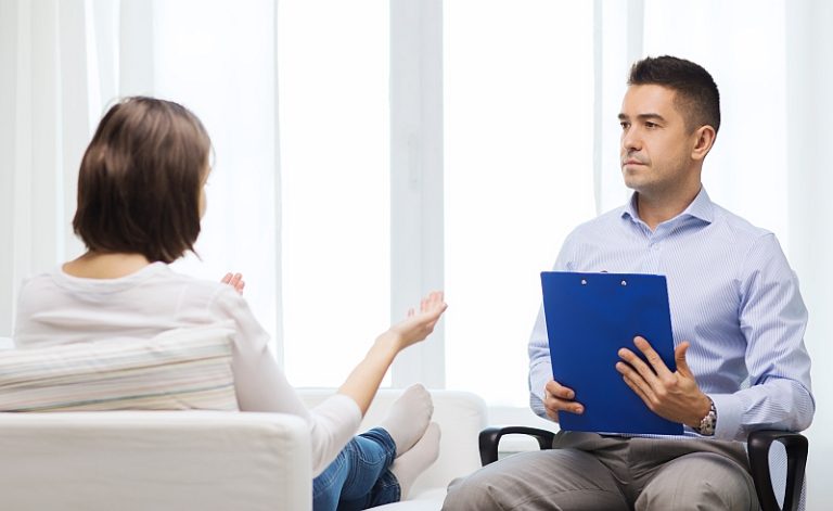 Patient and therapist discussing treatments for sleep disorders