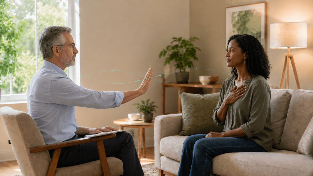 EMDR for trauma-related problems with therapist guiding bilateral stimulation