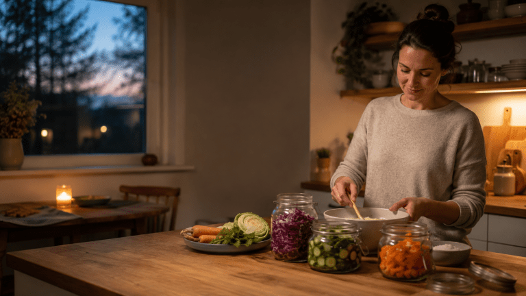 Gut health and sleep support through fermented foods and calm evening nutrition