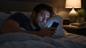 screen addiction cause insomnia when phone use keeps a tired person awake at night